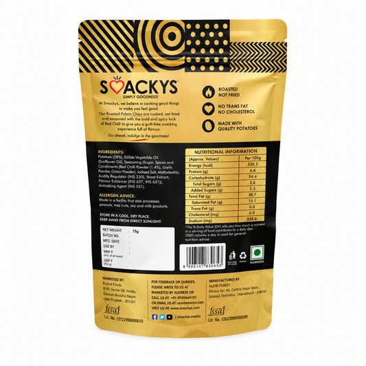 Smackys Roasted Potato Chips Red Chilli 75g