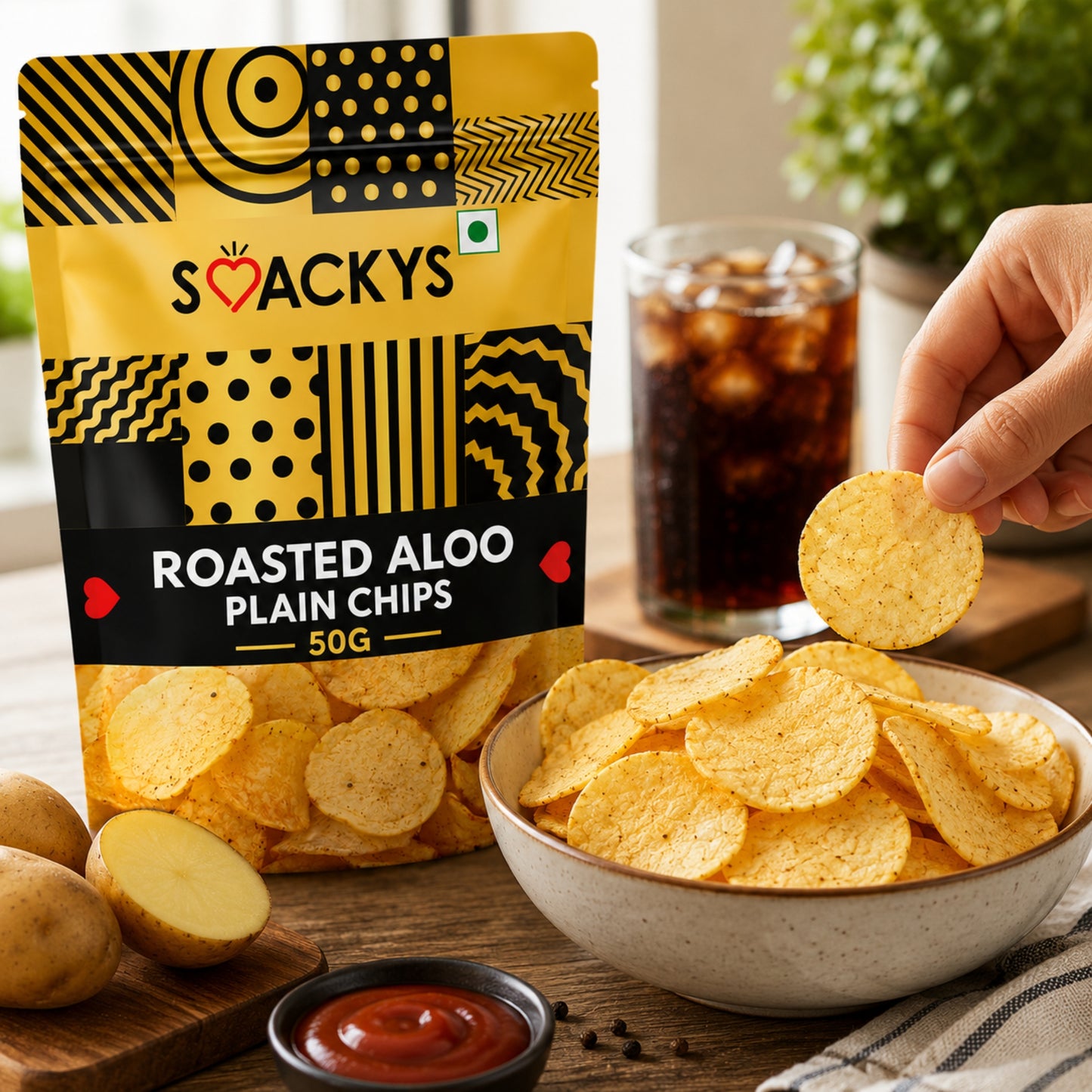 Smackys Roasted Aloo Plain Chips 50g