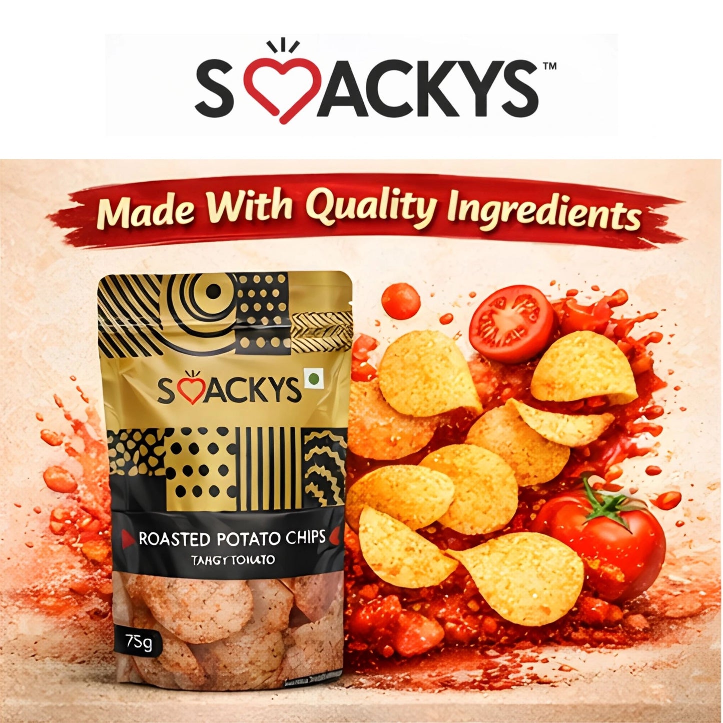 SMACKYS ROASTED POTATO CRISP TANGY TOMATO 75G