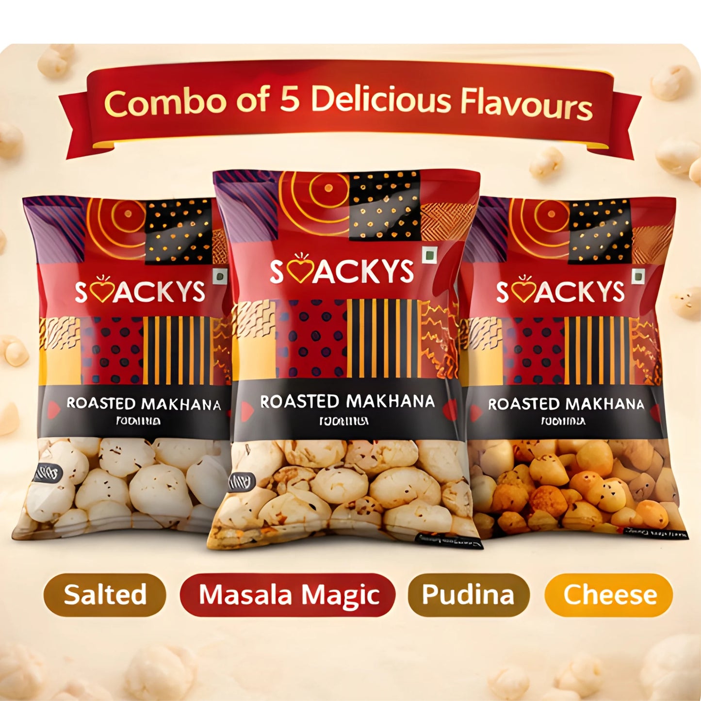 SMACKYS COMBO OF 5 ROASTED MAKHANA