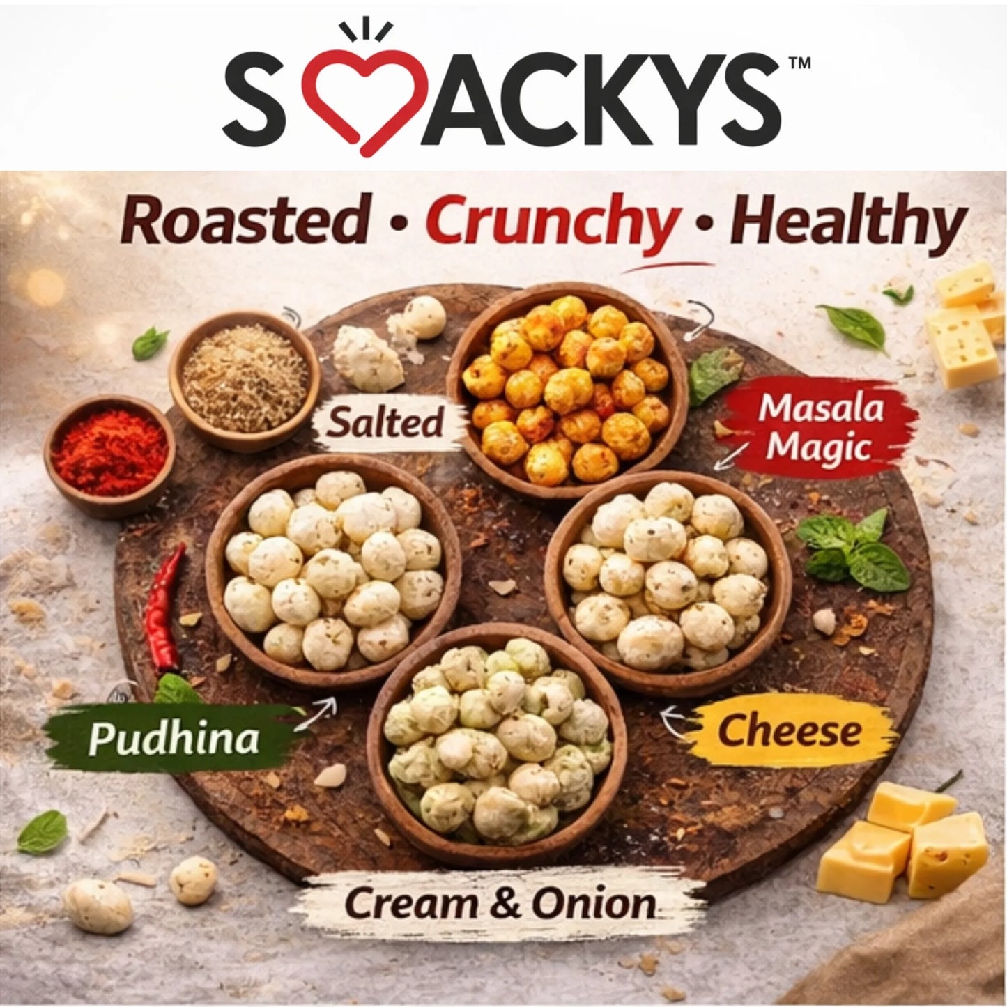 SMACKYS COMBO OF 5 ROASTED MAKHANA