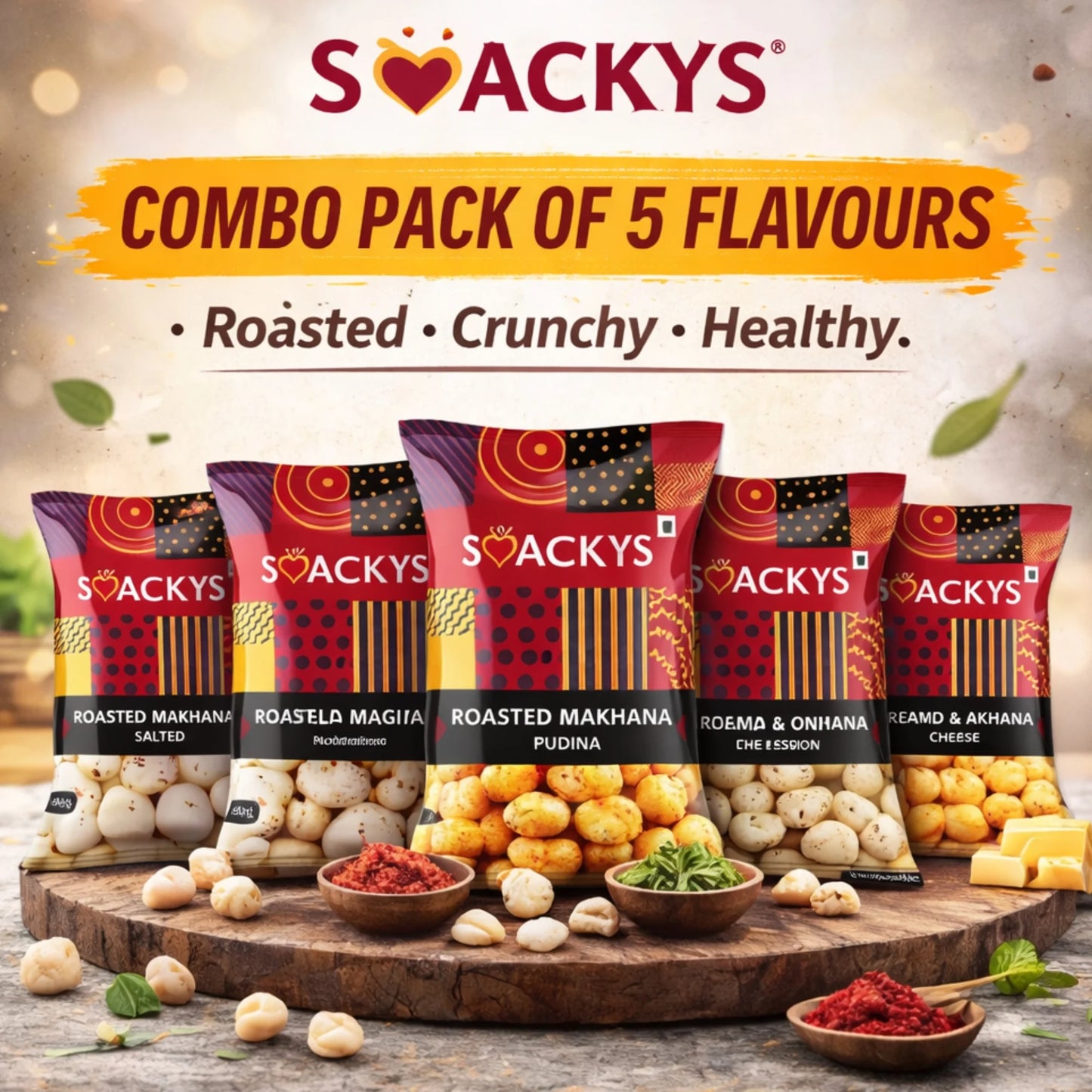 SMACKYS COMBO OF 5 ROASTED MAKHANA