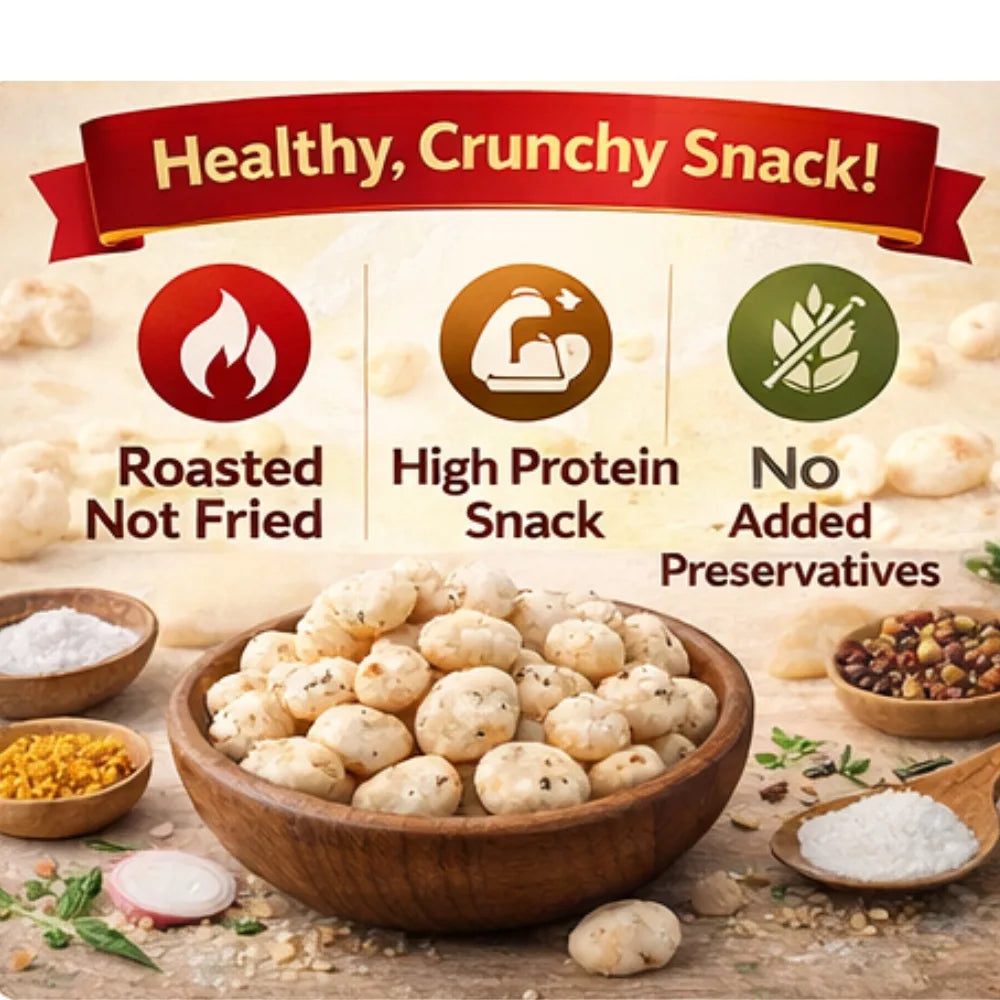 SMACKYS ROASTED MAKHANA 80G (SALTED + CREAM & ONION) + FREE ROASTED MAKHANA CHEESE 25G,COMBO OF 2