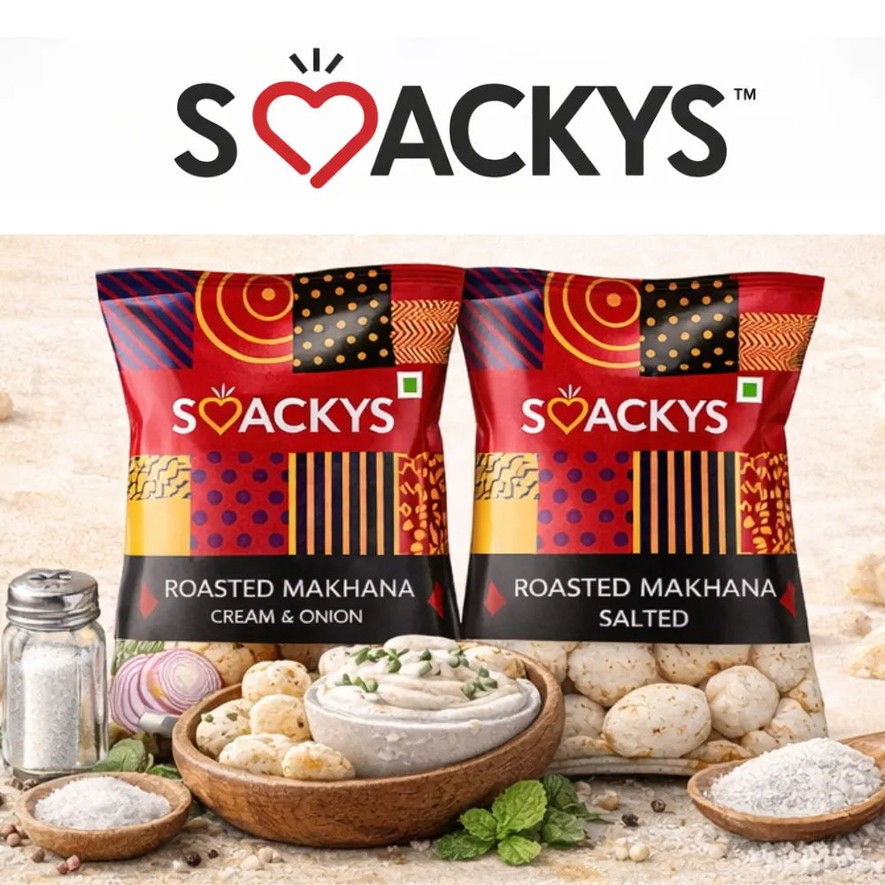 SMACKYS ROASTED MAKHANA 80G (SALTED + CREAM & ONION) + FREE ROASTED MAKHANA CHEESE 25G,COMBO OF 2