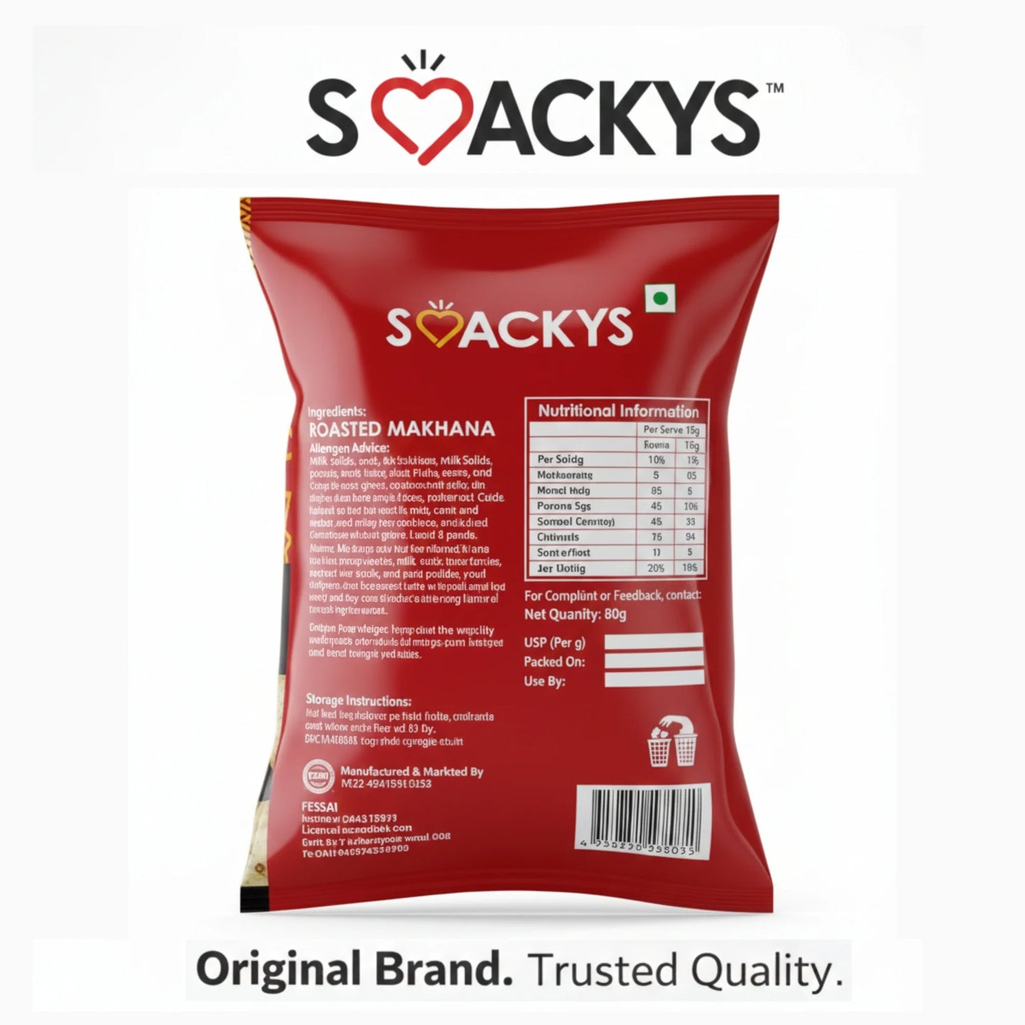 SMACKYS ROASTED MAKHANA BLACK PEPPER & SALT 80G