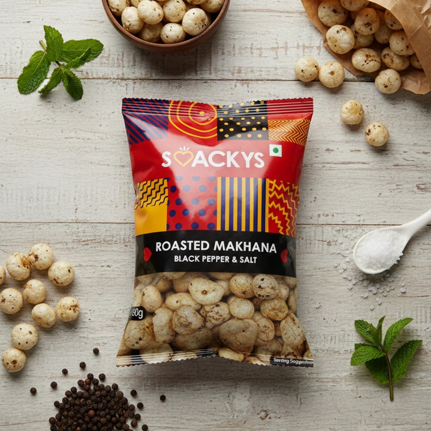 SMACKYS ROASTED MAKHANA BLACK PEPPER & SALT 80G
