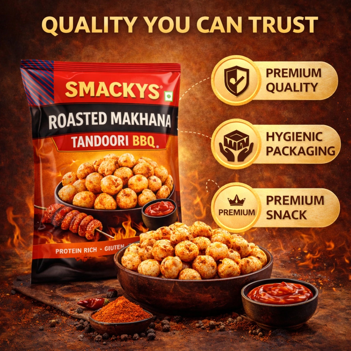 SMACKYS ROASTED MAKHANA TANDOORI BBQ 80G