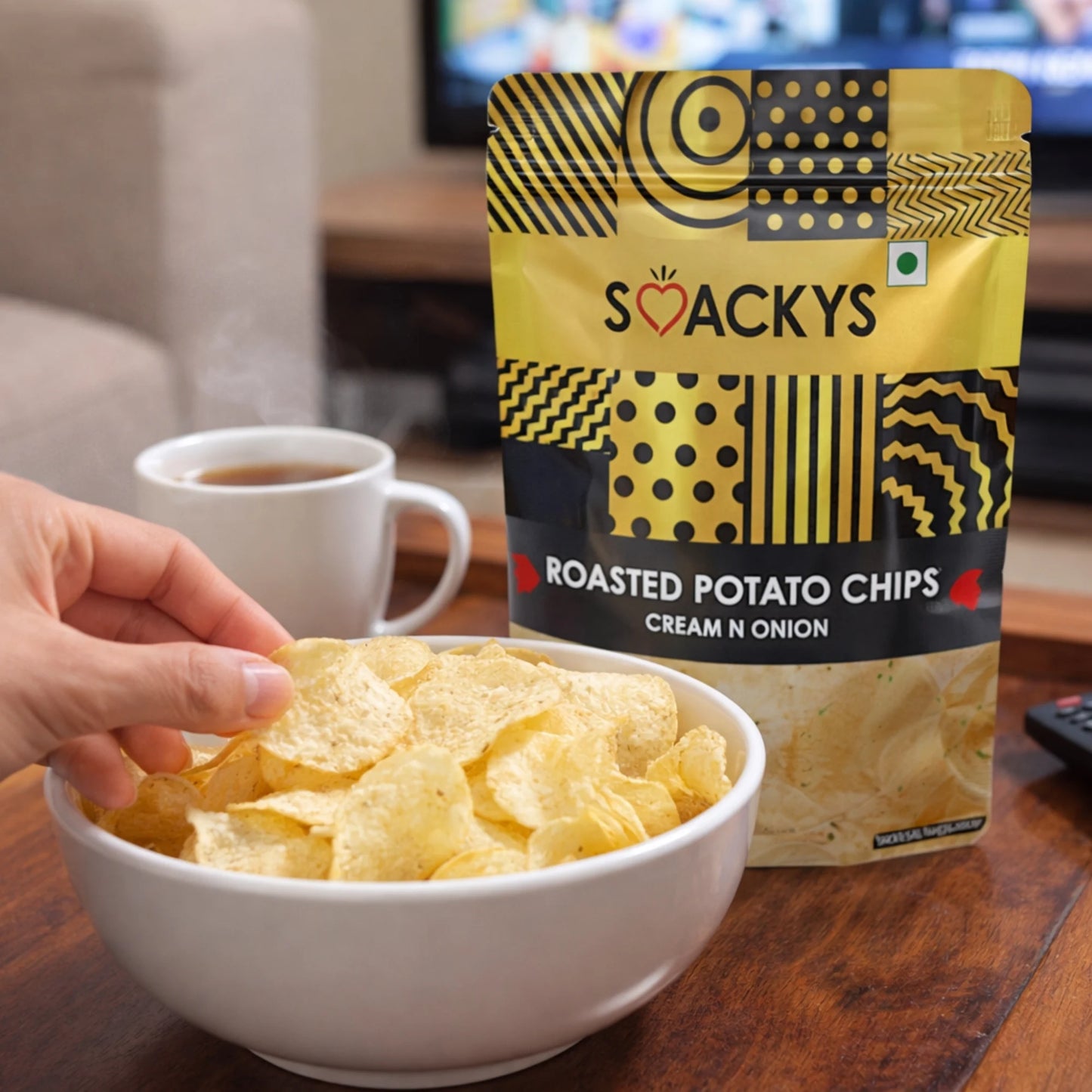SMACKYS ROASTED POTATO CHIPS CREAM N ONION 75G