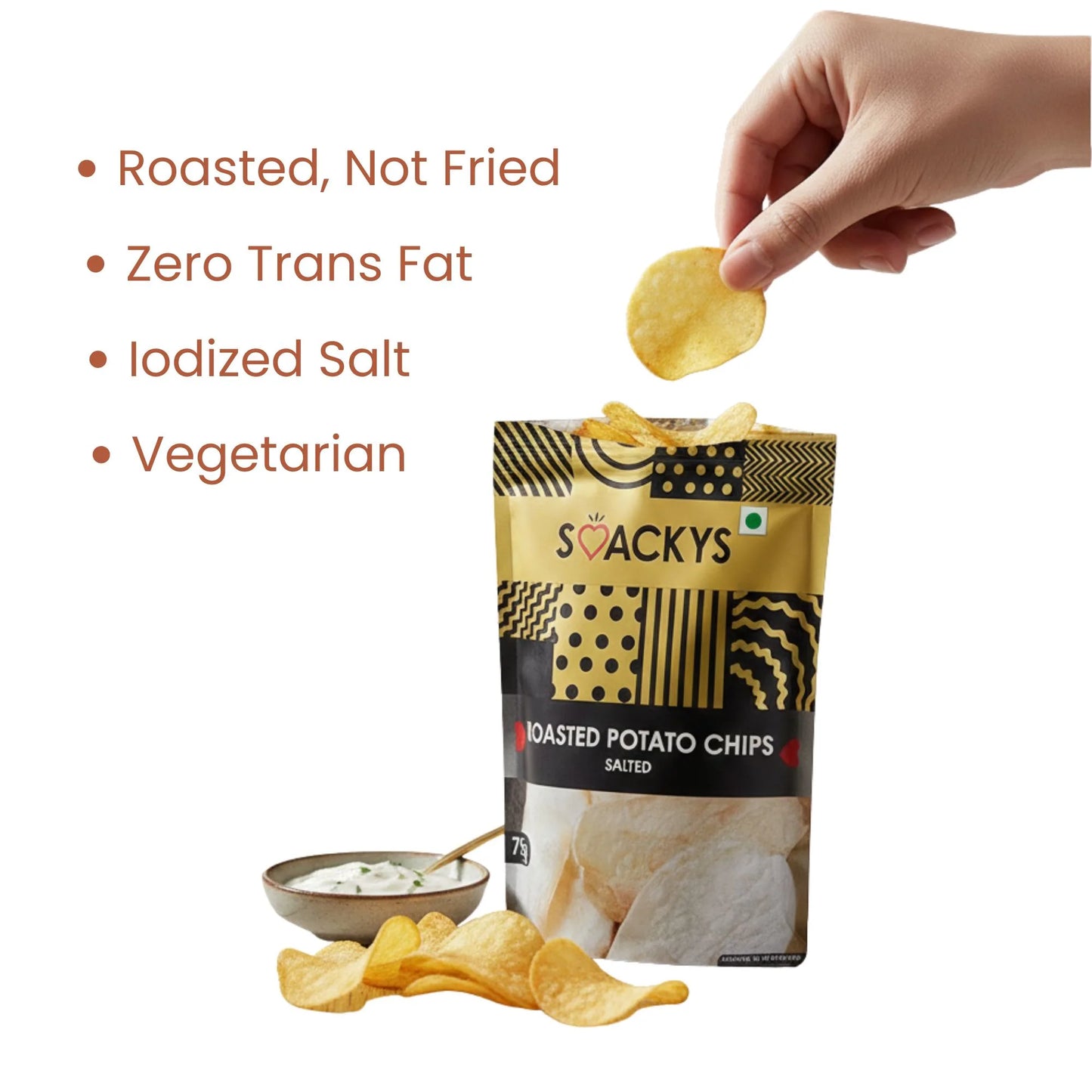 SMACKYS ROASTED POTATO CRISP SALTED 75G