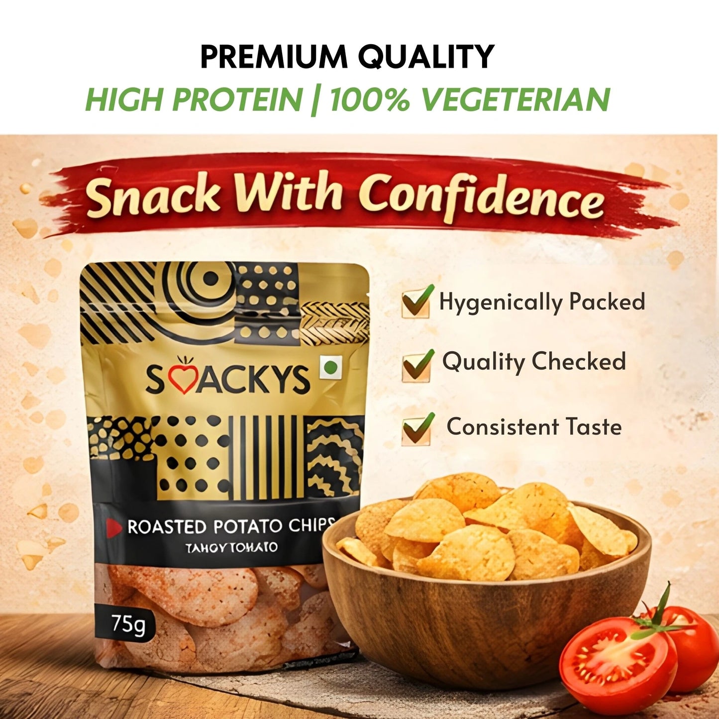 SMACKYS ROASTED POTATO CRISP TANGY TOMATO 75G