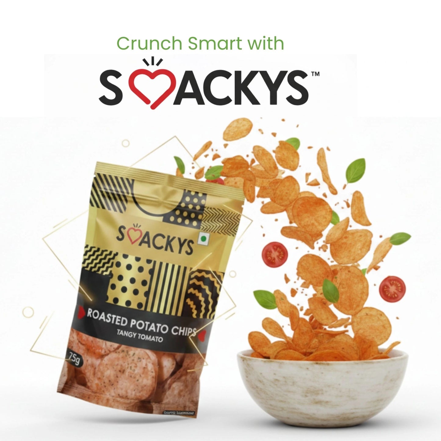 SMACKYS ROASTED POTATO CRISP TANGY TOMATO 75G