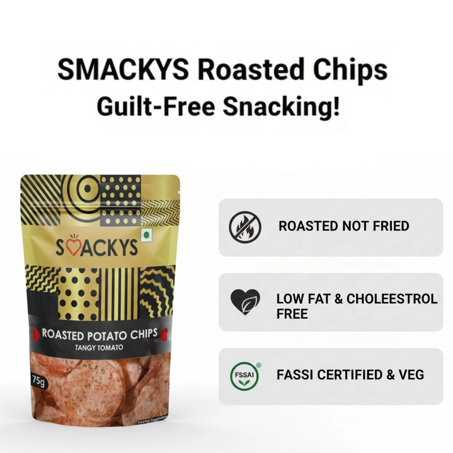SMACKYS ROASTED POTATO CRISP TANGY TOMATO 75G