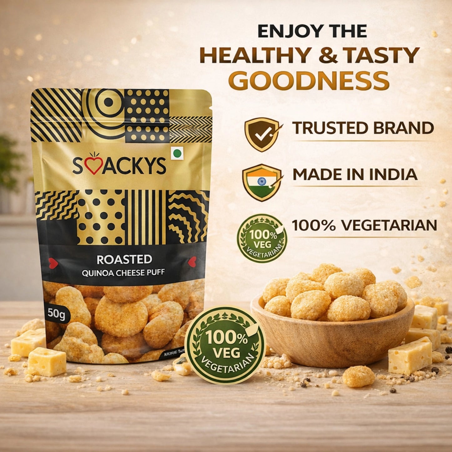 SMACKYS ROASTED QUINOA CHEESE PUFF 50G