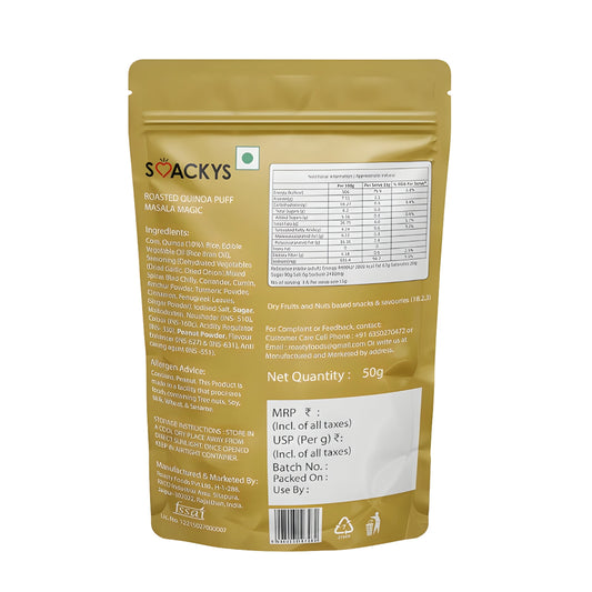 SMACKYS ROASTED QUINOA PUFF MASALA MAGIC 50G