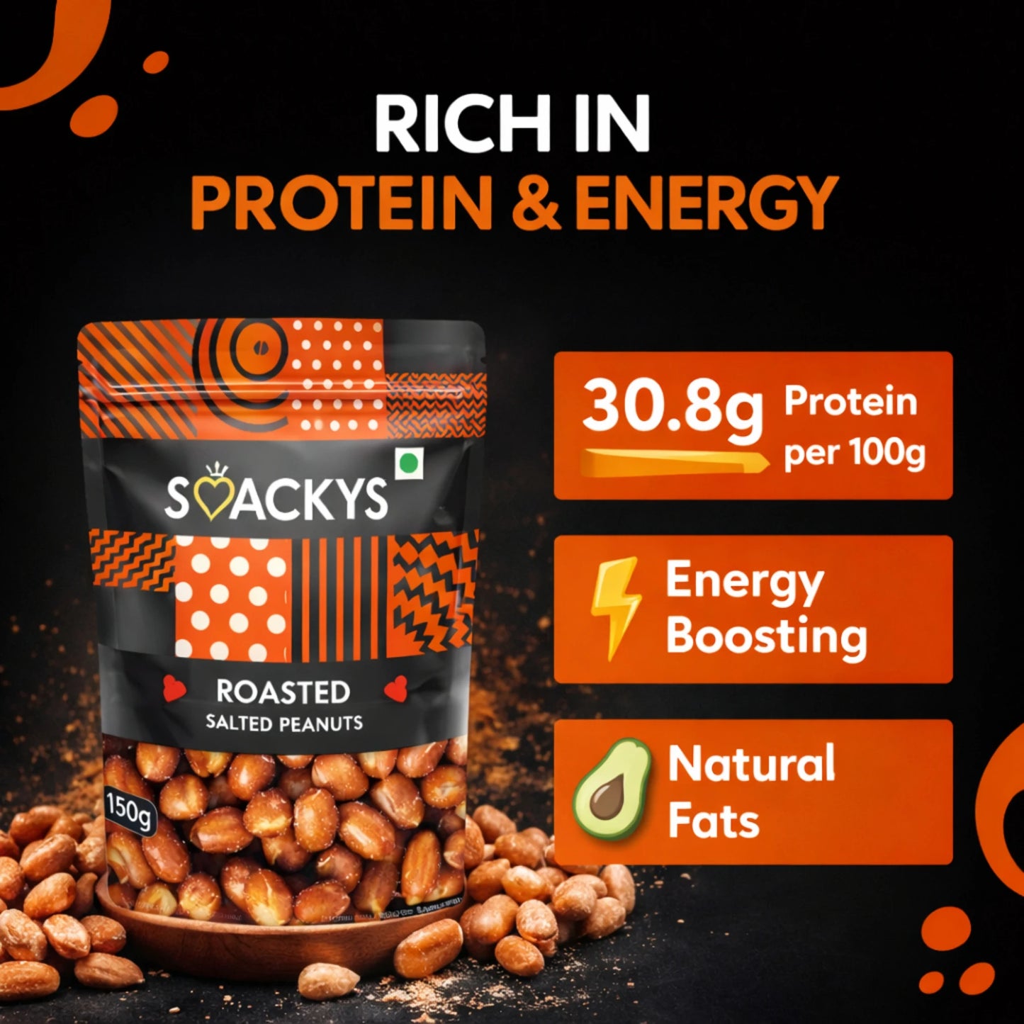 SMACKYS ROASTED SALTED PEANUTS 150G