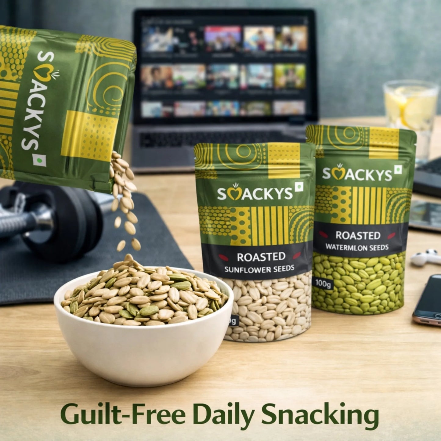 SMACKYS ROASTED (SUNFLOWER SEEDS 150G + PUMPKIN SEEDS 100G + WATERMELON SEEDS 100G),COMBO OF 3