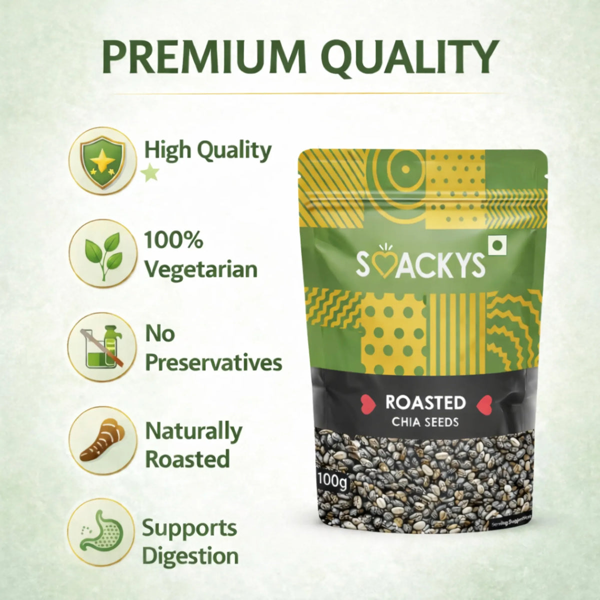 SMACKYS ROASTED CHIA SEEDS 100G