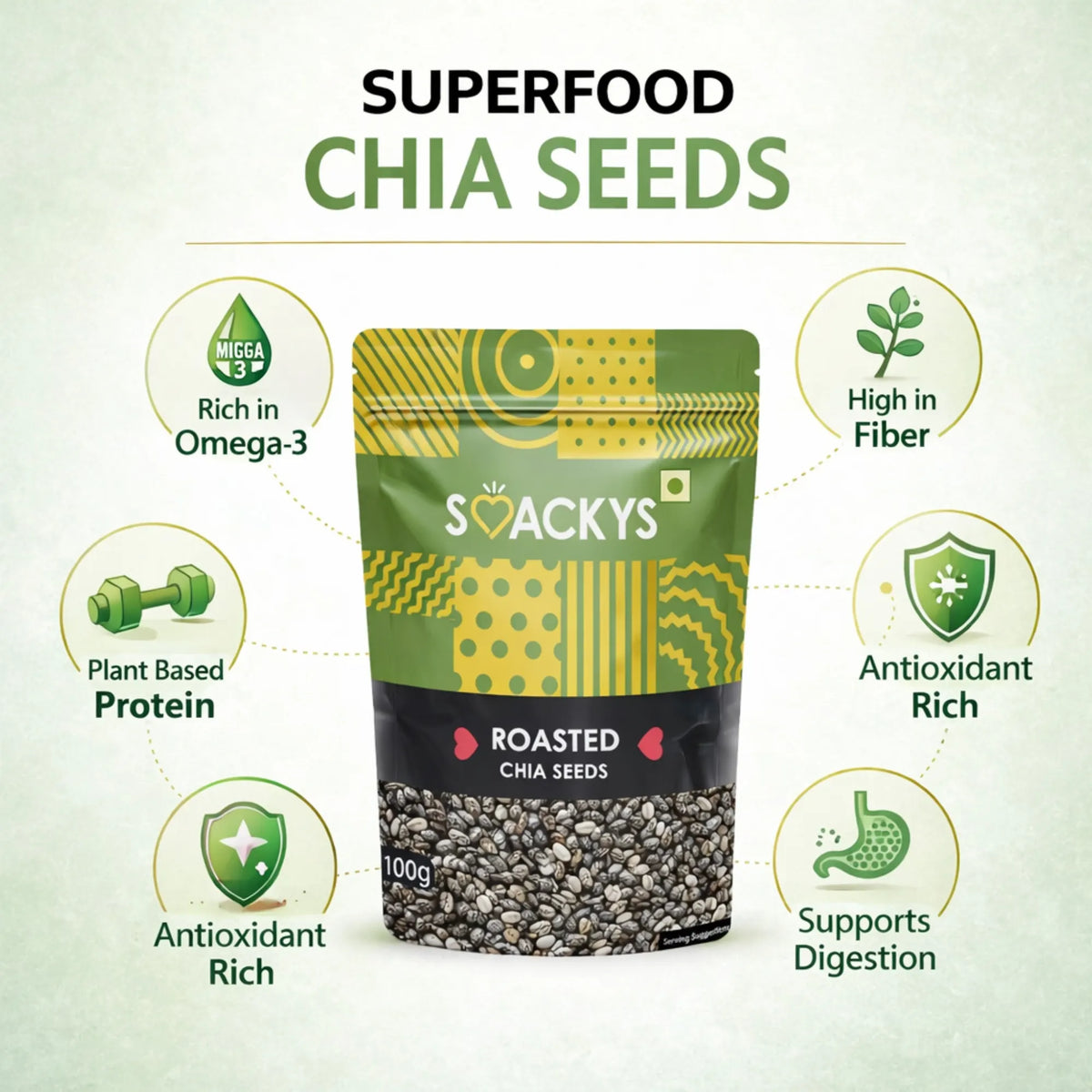 SMACKYS ROASTED CHIA SEEDS 100G