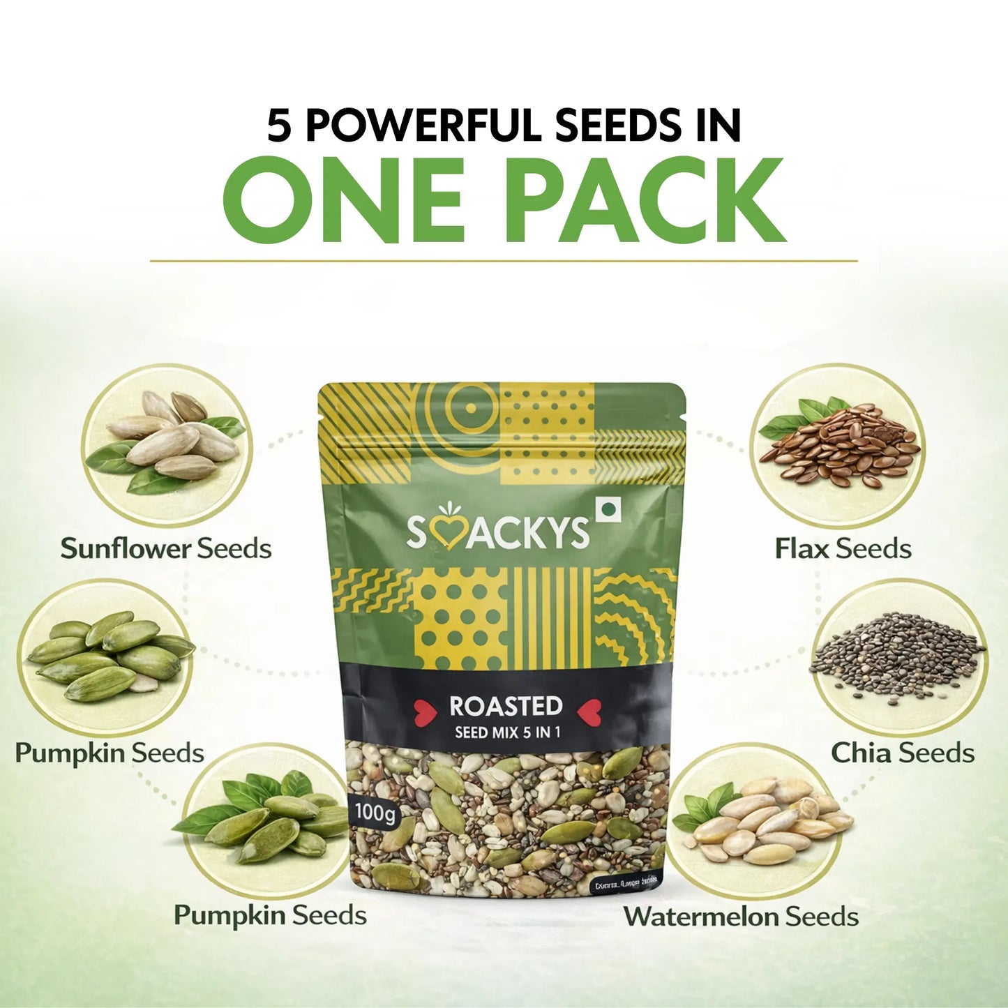 Smackys 5-in-1 Roasted Seed Mix 100g