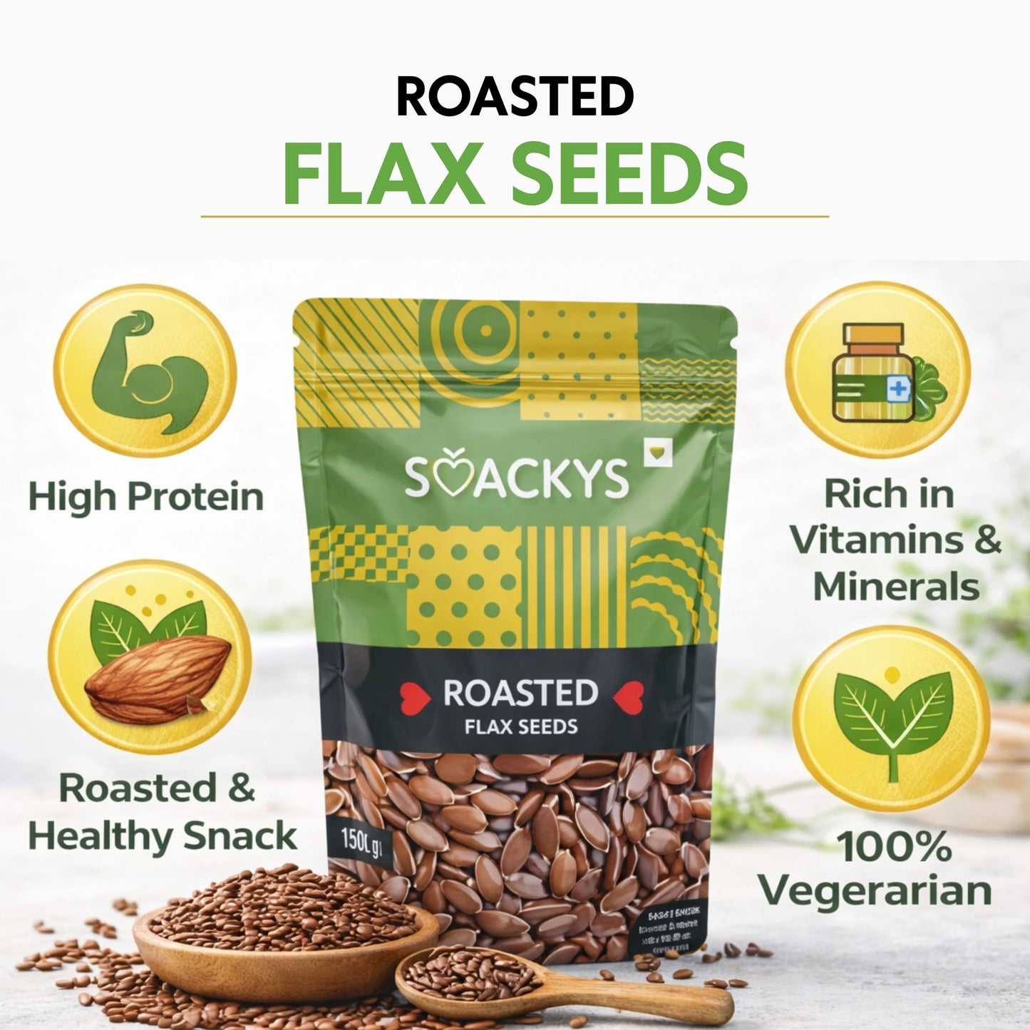 SMACKYS ROASTED FLAX SEEDS 150G