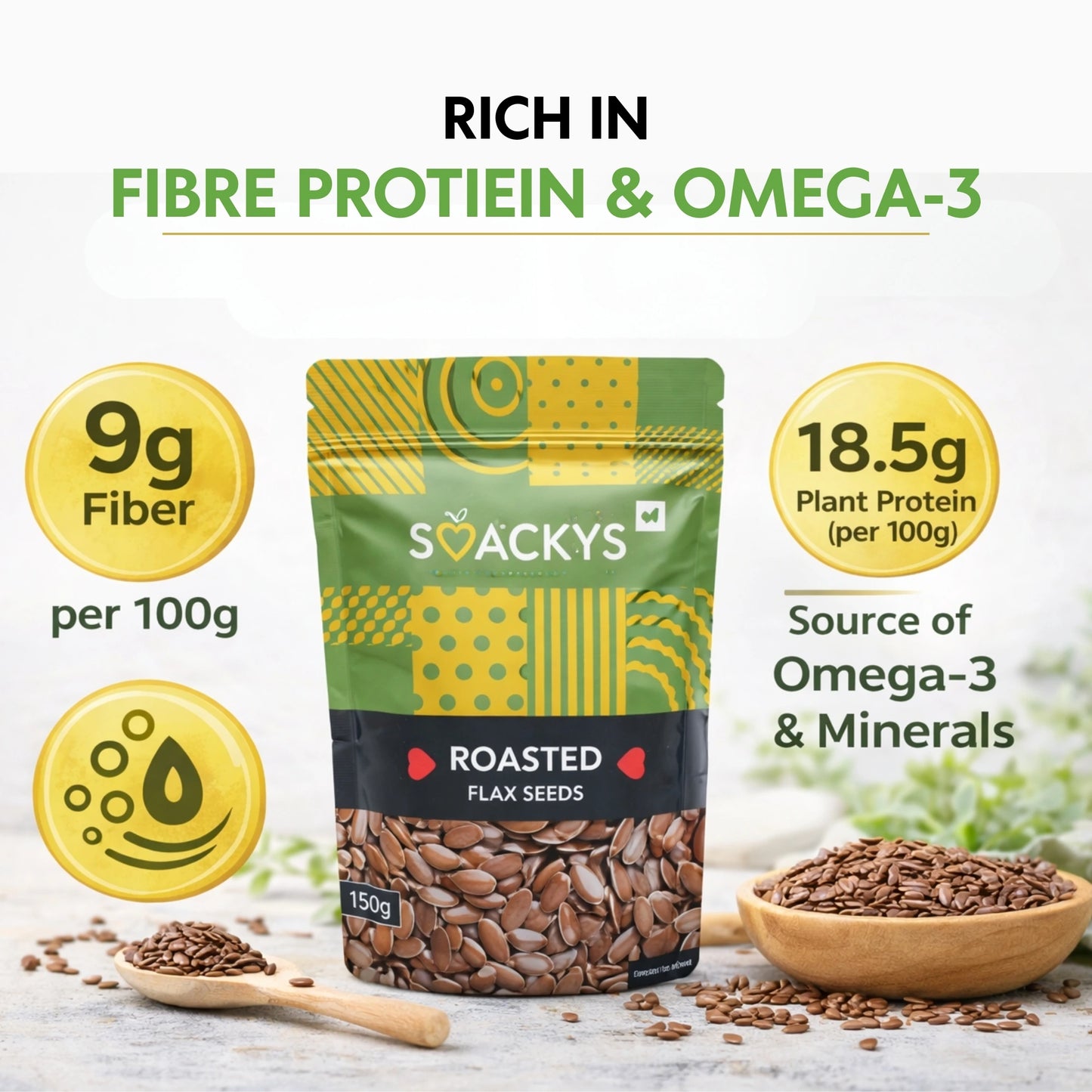 SMACKYS ROASTED FLAX SEEDS 150G