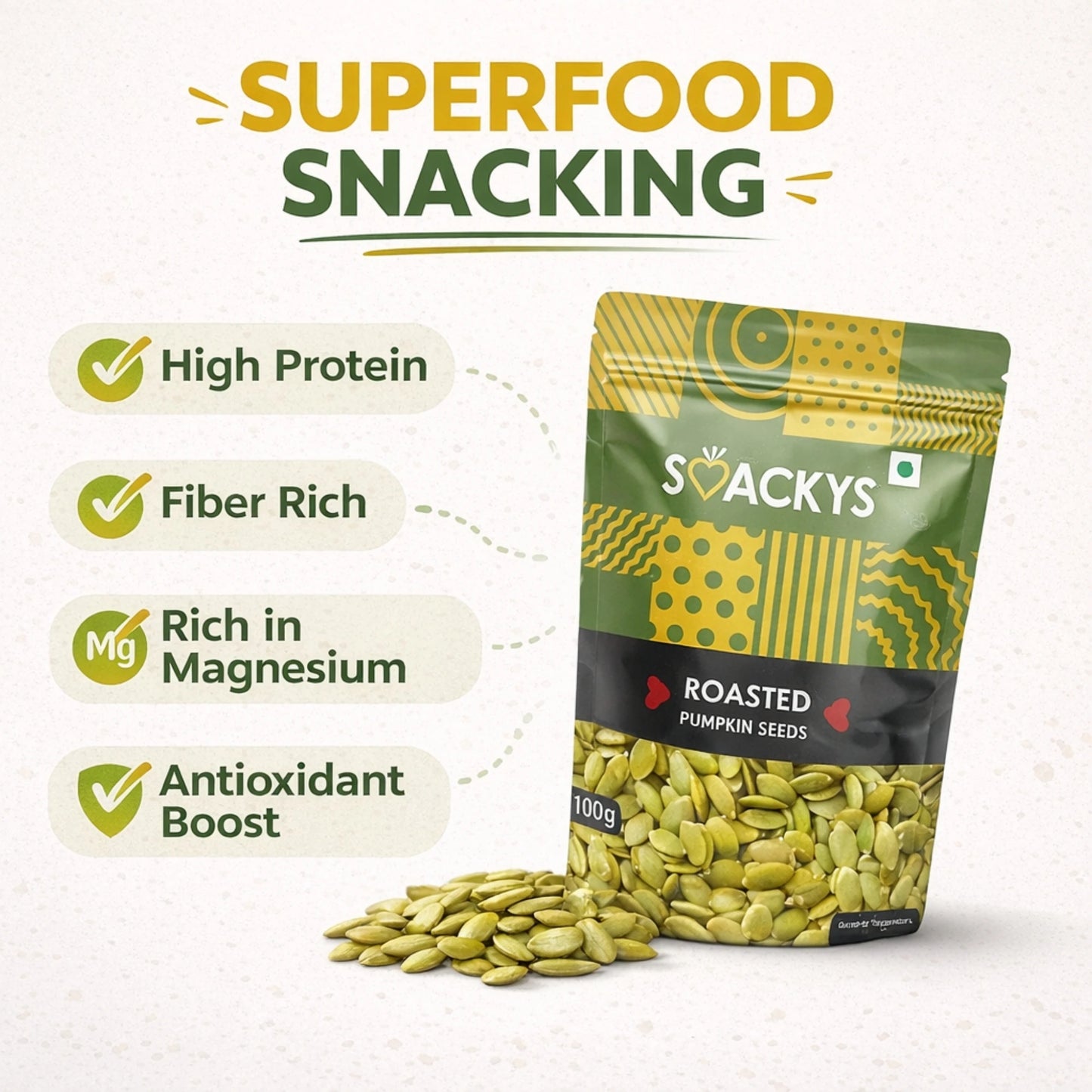 Smackys Roasted Pumpkin Seeds 100g
