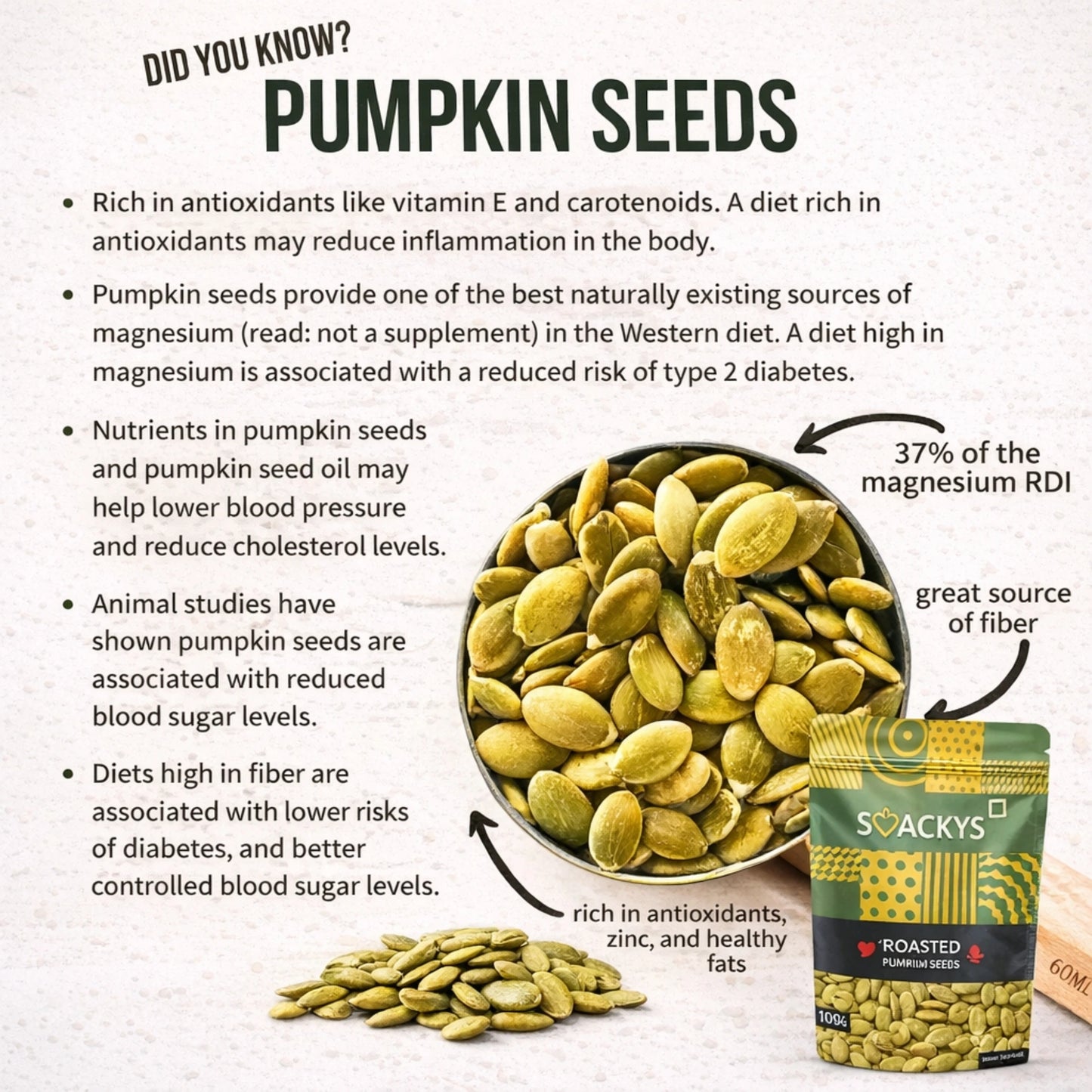 Smackys Roasted Pumpkin Seeds 100g