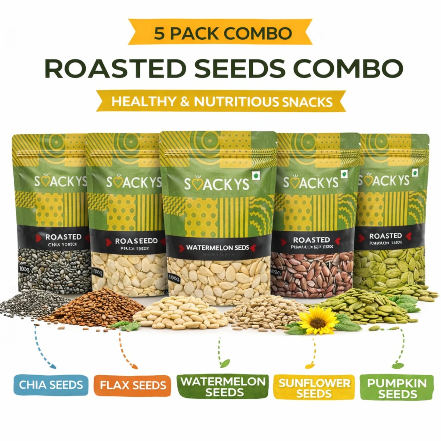 Smackys Roasted Seeds Combo,Pack of 5