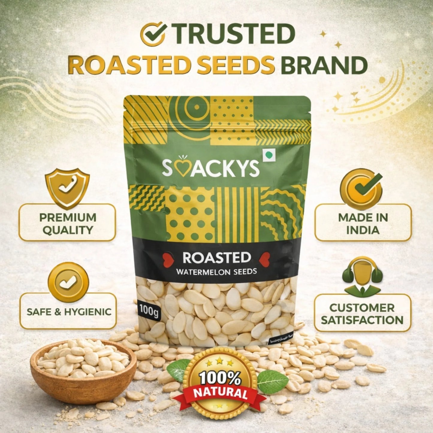 SMACKYS ROASTED WATERMELON SEEDS 100G