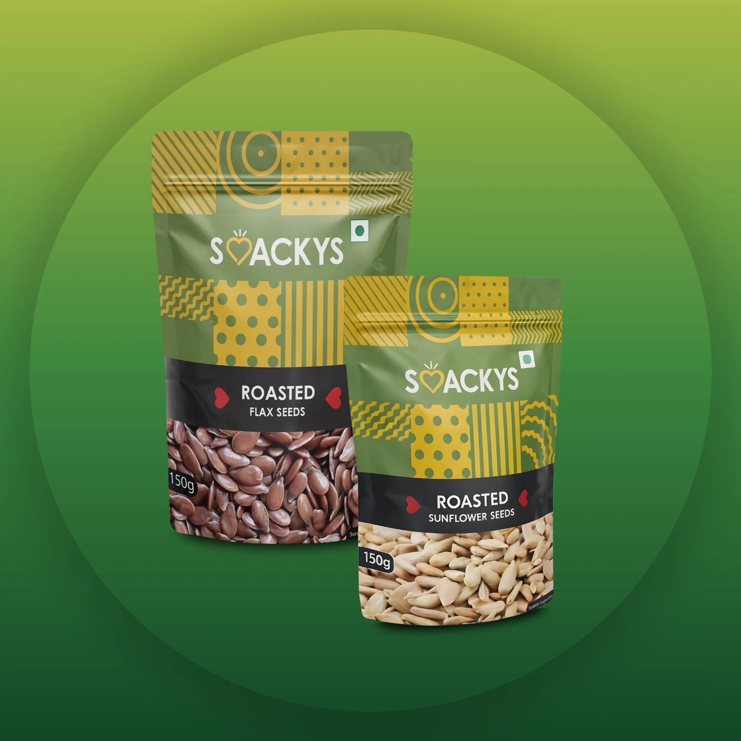 SMACKYS ROASTED FLAX SEEDS 150G + SMACKYS ROASTED SUNFLOWER SEEDS 150G,COMBO OF 2