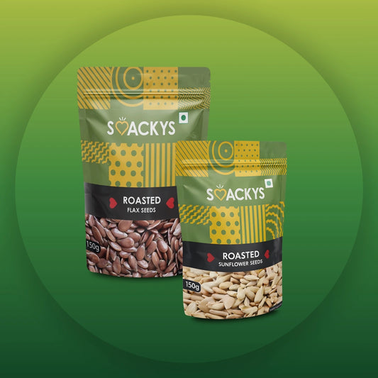 SMACKYS ROASTED FLAX SEEDS 150G + SMACKYS ROASTED SUNFLOWER SEEDS 150G,COMBO OF 2