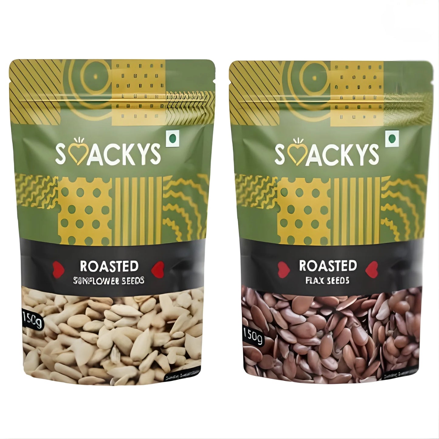 SMACKYS ROASTED FLAX SEEDS 150G + SMACKYS ROASTED SUNFLOWER SEEDS 150G,COMBO OF 2