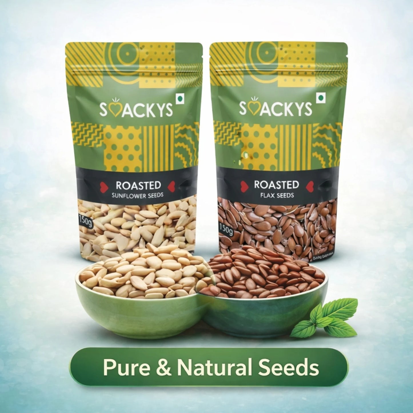 SMACKYS ROASTED FLAX SEEDS 150G + SMACKYS ROASTED SUNFLOWER SEEDS 150G,COMBO OF 2