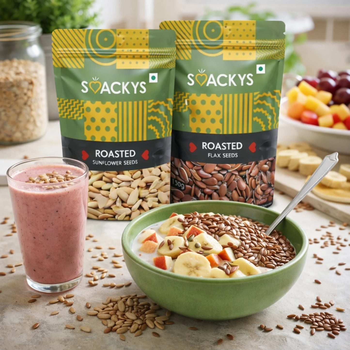 SMACKYS ROASTED FLAX SEEDS 150G + SMACKYS ROASTED SUNFLOWER SEEDS 150G,COMBO OF 2