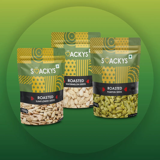 SMACKYS ROASTED (SUNFLOWER SEEDS 150G + PUMPKIN SEEDS 100G + WATERMELON SEEDS 100G),COMBO OF 3